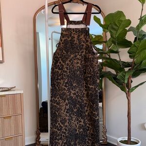 Cider Brown and Black Leopard Print Overalls